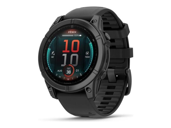 Garmin Fenix E - 47 Mm - Skifergrå Stål - Sportsur Med Bånd - Silikone - Sort - Håndledsstørrelse: 125-208 Mm - Display 1.3" - 16 Gb - Bluetooth, Wi-