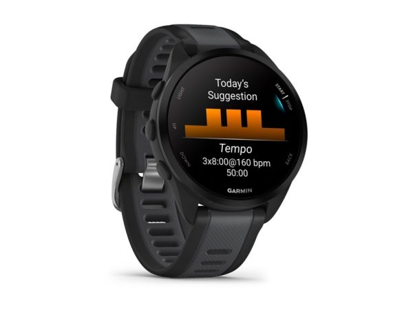 Garmin Forerunner 165 Music - Sort - Sportsur Med Bånd - Silikone - Skifergrå - Håndledsstørrelse: 126-203 Mm - Display 1.2" - 4 Gb - Bluetooth, Ant+