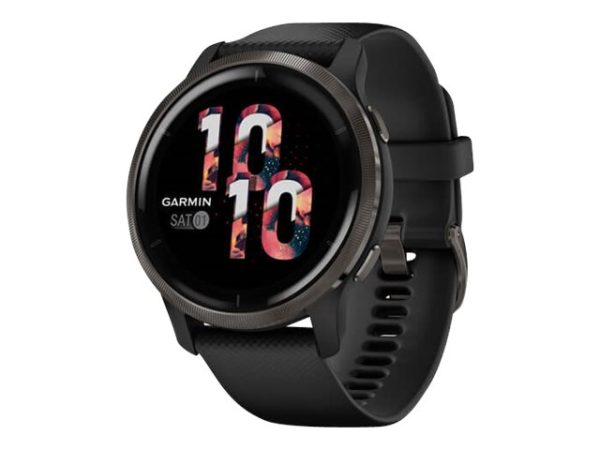 Garmin Venu 2 - 45 Mm - Sort - Sportsur Med Bånd - Silikone - Sort - Håndledsstørrelse: 135-200 Mm - Display 1.3" - Bluetooth, Wi-Fi, Ant+ - 49 G