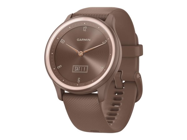 Garmin Vívomove Sport - Kakao Med Fersken-Guldaccenter - Smart Ur Med Bånd - Silikone - Håndledsstørrelse: 125-190 Mm - Monokrom - Bluetooth, Ant+ -