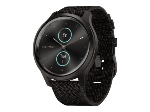 Garmin Vívomove Style - 42 Mm - Grafitaluminium - Smart Ur Med Bånd - Vævet Nylon - Sort Peber - Håndledsstørrelse: 125-190 Mm - Bluetooth, Ant+ - 25