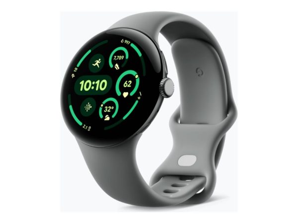 Google Pixel Watch 3 - 45 Mm - Matsort Aluminium - Smart Ur Med Aktivt Bånd - Fluoroelastomer - Nøddebrun - Båndstørrelse: L - 32 Gb - Bluetooth, Wi-