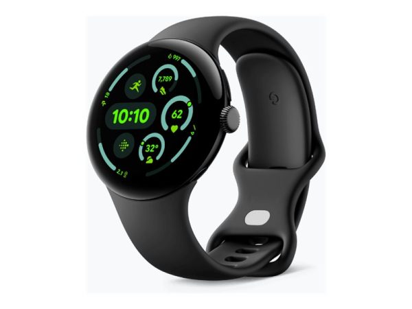 Google Pixel Watch 3 - 45 Mm - Matsort Aluminium - Smart Ur Med Aktivt Bånd - Fluoroelastomer - Obsidian - Båndstørrelse: L - 32 Gb - Bluetooth, Wi-F