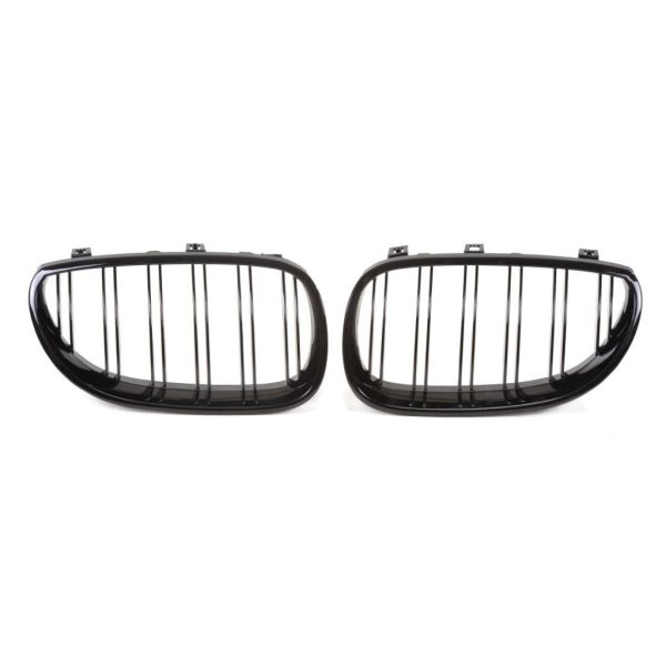 JOM Frontgrill med dobbelt ribbe i blank sort til BMW serie 5 E60 årgang 2003-2010