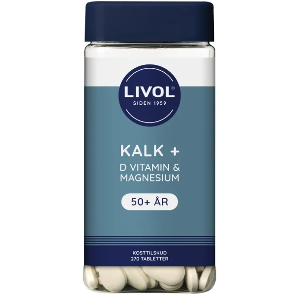 Livol Kalk + D-vitamin + Magnesium, 50 år 270 Pieces