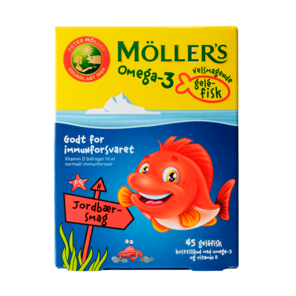 Møllers Omega-3 Fisk Jordbærsmag (45 stk)