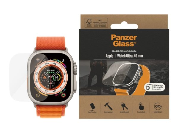 Panzerglass™ | Antibacterial - Skærmbeskytter For Smart Watch - Glas - Krystalklar | Apple Watch Ultra (49 Mm)