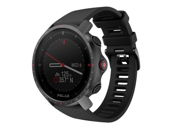 Polar Grit X Pro - Sort Dlc - Sportsur Med Bånd - Fkm-Fluoroelastomer - Sort - Båndstørrelse: M/L - Display 1.2" - Bluetooth - 47 G