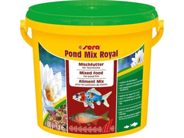 Sera Pond Mix Royal, Dam Fisk, Tør Fiskefoder, Mix, Vitamin A, Vitamin B1, Vitamin B2, Vitamin C, Vitamin D3, Vitamin E, 32,5%, 6,6%