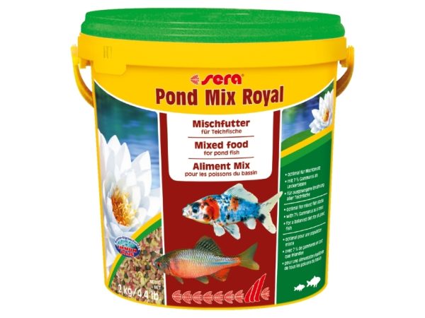 Sera Pond Mix Royal, Dam Fisk, Tør Fiskefoder, Mix, Vitamin A, Vitamin B1, Vitamin B2, Vitamin C, Vitamin D3, Vitamin E, Stor, Mellem, Lille, 32,5%