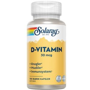 Solaray D-vitamin 30mcg, 100 kap