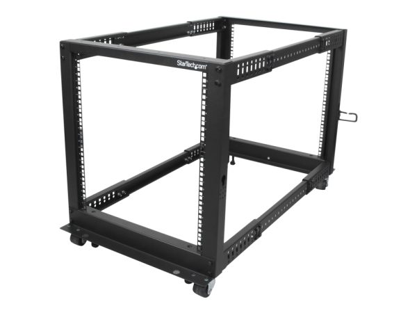 Startech.Com 12U 19" Open Frame Server Rack, 4 Post Adjustable Depth 23-41" Mobile, Free Standing Rolling Network/Computer Equipment Data Rack, Dell