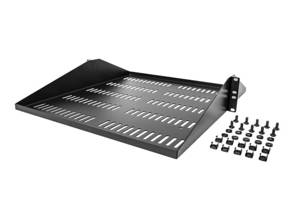 Startech.Com 2U Vented Server Rack Shelf, Center Mount 20In Deep Fixed Cantilever Tray, Rackmount Shelf For 19" Av/Data/Network Equipment W/ Cage Nut