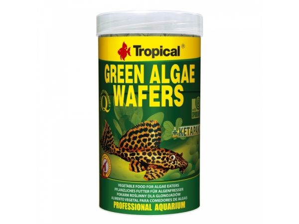 Tropical Green Algae Wafers, Akvariefisk, Tør Fiskefoder, Tablet, Vitamin A, Vitamin C, Vitamin D3, Vitamin E, Kobber, Jod, Jern, Mangan, Molybdenum,