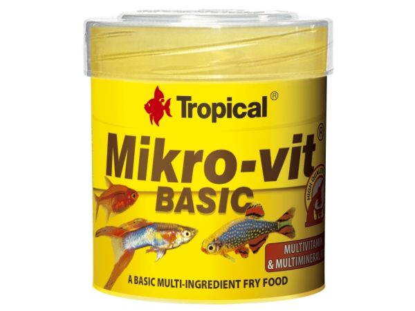 Tropical Mikro-Vit Basic, Akvariefisk, Tør Fiskefoder, Sprød, Vitamin A, Vitamin C, Vitamin D3, Vitamin E, 48%, 8%