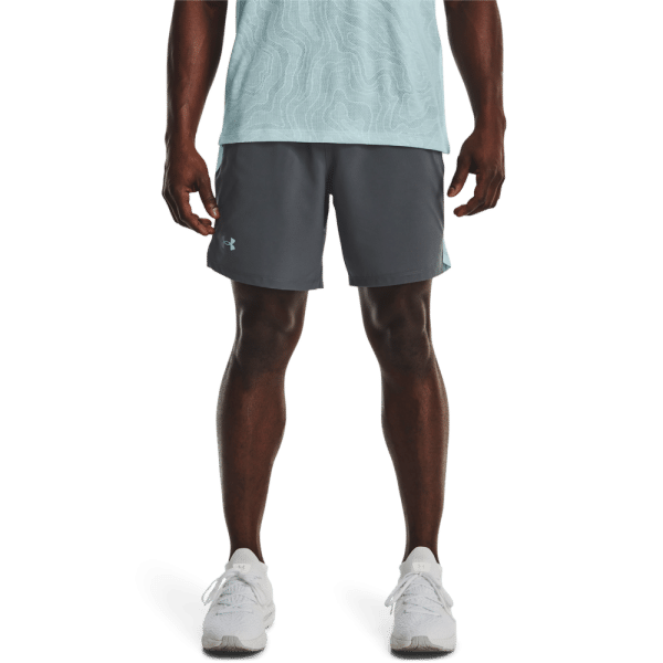 Under Armour Mænd - Launch 7 Inch Shorts - Pitch Grey / Fuse Teal S