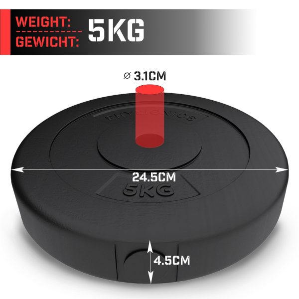 Vægtskiver - 2x5 kg, Ø31 mm, plastik, sorte