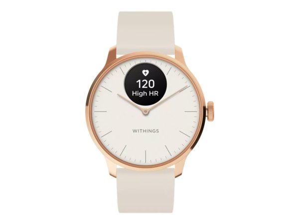 Withings Scanwatch Light - 37 Mm - Roseguld Rustfrit Stål - Smart Ur Med Bånd - Fluoroelastomer - Håndledsstørrelse: 146-211 Mm - Monokrom - Bluetoot