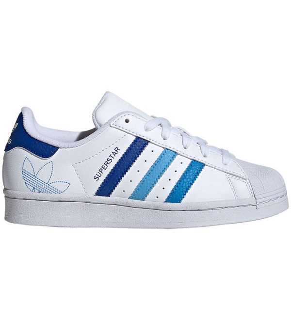 adidas Originals Sko - Superstar J - Hvid/Blå