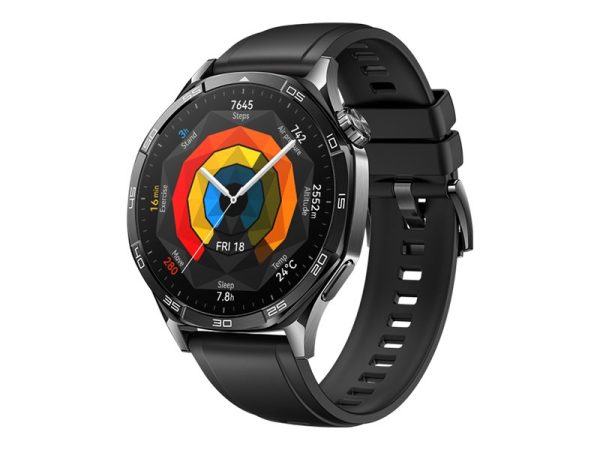 Huawei Watch Gt 5 - 46 Mm - Rustfrit Stål - Smart Ur Med Rem - Fluoroelastomer - Sort - Håndledsstørrelse: 140-210 Mm - Display 1.43" - Nfc, Bluetoot