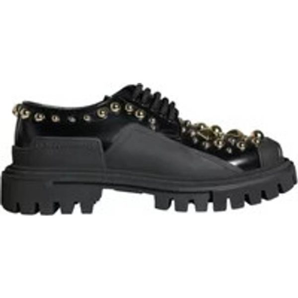 Dolce & Gabbana Black Leather Trekking Derby Shoes