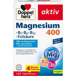 Doppelherz Magnesium 400+B1+B6+B12+Folsäure Tabletten Vegane Tabletten 120 Stk.