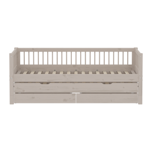 FLEXA CLASSIC daybed med krydsriller, gæsteseng og opbevaring, 90x200 cm, Grey Washed 210.0 cm x 81.0 cm x 100.0 cm Grey Washed Pine