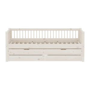 FLEXA CLASSIC daybed med krydsriller, gæsteseng og opbevaring, 90x200 cm, White Washed 210.0 cm x 81.0 cm x 100.0 cm White Washed Pine