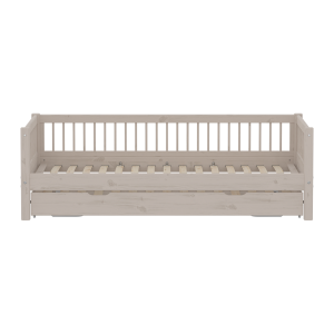 FLEXA CLASSIC daybed med krydsriller og gæsteseng, 90x200 cm, Grey Washed 210.0 cm x 66.5 cm x 100.0 cm Grey Washed Pine