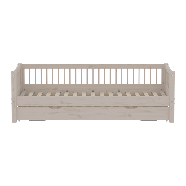 FLEXA CLASSIC daybed med krydsriller og gæsteseng, 90x200 cm, Grey Washed 210.0 cm x 66.5 cm x 100.0 cm Grey Washed Pine