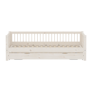 FLEXA CLASSIC daybed med krydsriller og gæsteseng, 90x200 cm, White Washed 210.0 cm x 66.5 cm x 100.0 cm White Washed Pine