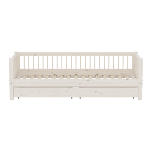 FLEXA CLASSIC daybed med krydsriller og opbevaring, 90x200 cm, White Washed 210.0 cm x 66.5 cm x 100.0 cm White Washed Pine