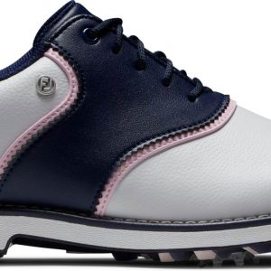 Footjoy Premiere Series (2024) Vandtætte Dame Golfsko Med Spikes - White/Navy/Pink - Str. 36 1/2 Normal