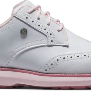 Footjoy Traditions (2025) Vandtætte Dame Golfsko Uden Spikes - White/White/Pink - Str. 36 1/2 Normal