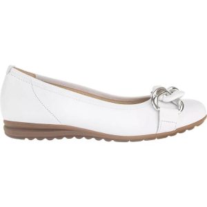 Gabor Sabia Wide Fit Leather Pumps - White