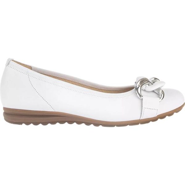Gabor Sabia Wide Fit Leather Pumps - White