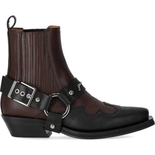 Ganni Fitted Chelsea Western Boot Bicolor Støvler Black/Chocolate Fondan