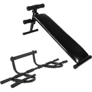 Gorilla Sports Sit Up Bench & Multifunction Pull Up Bar Package