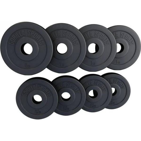 Gorilla Sports Vægtskiver BASIC Cement 51mm 4x5kg 4x2,5kg Pakke 30 kg