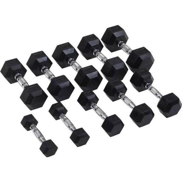 Gummi Krom Hex-Håndvægt 50 kg