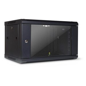 Inter-Tech SMA-6406 Wall Mounted Rack 6U 450mm Load up to 30Kg Glass Door Black RAL9005