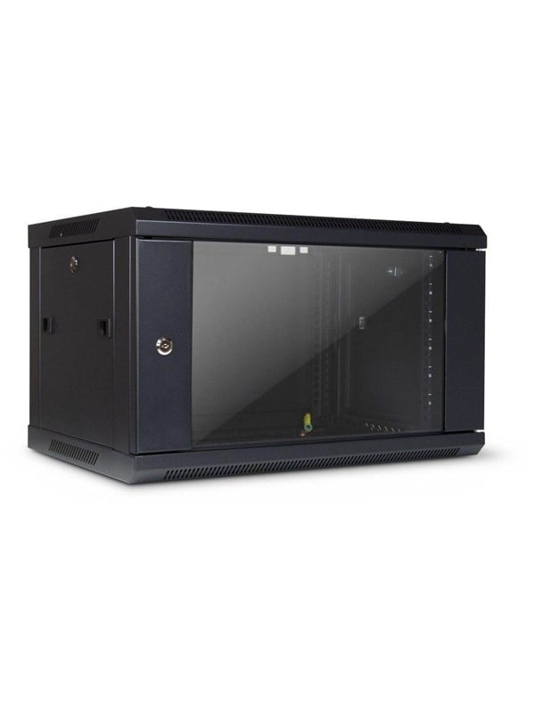Inter-Tech SMA-6406 Wall Mounted Rack 6U 450mm Load up to 30Kg Glass Door Black RAL9005