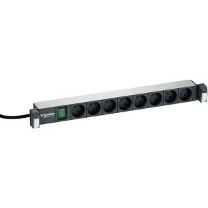 LK Actassi 19'' powerpanel 8 stik 2 pol med jord og afbryder 1HE, koksgrå