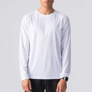 Langærmet Trænings T-shirt - Hvid - Herre - S - TeeShoppen