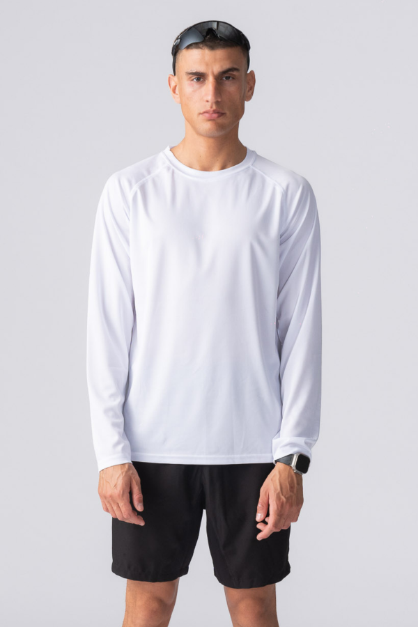 Langærmet Trænings T-shirt - Hvid - Herre - S - TeeShoppen