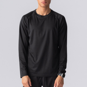 Langærmet Trænings T-shirt - Sort - Herre - S - TeeShoppen