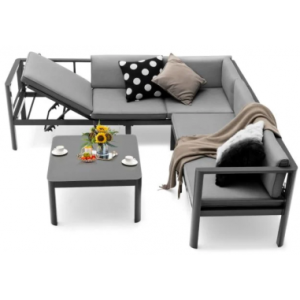 Loungesæt med bord i aluminium og polyester - Antracit/Grå