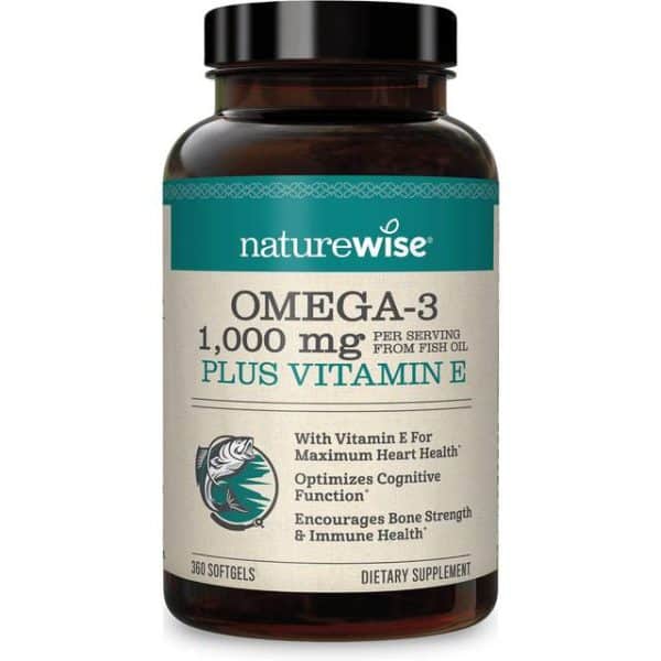 NatureWise High-Potency 1000mg Omega 3 with 600mg DHA, Vitamin E