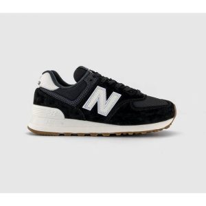 New Balance 574 Suede Trainers Black/White