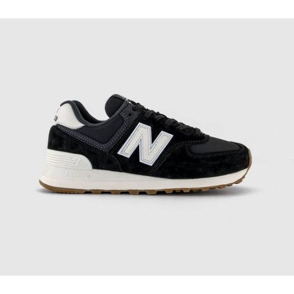 New Balance 574 Suede Trainers Black/White